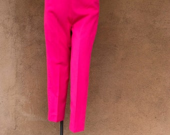 Vintage 1960s Hot Pink Cotton Cigarette Capri Pants Sz S W27