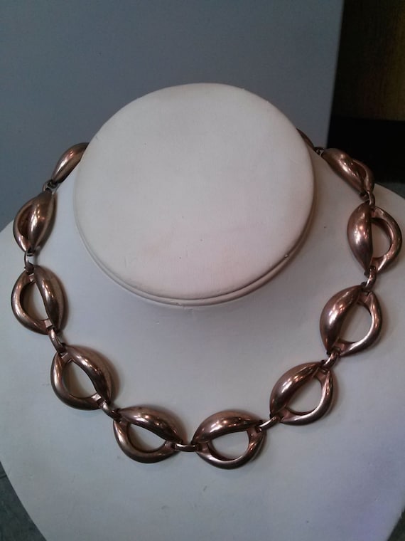 Vintage 1940s Choker Necklace Heavy Chain 16 Inch… - image 1