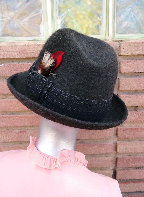 Vintage 1960s Mens Wool Fedora Hat Trilby Sz 7 Un… - image 6