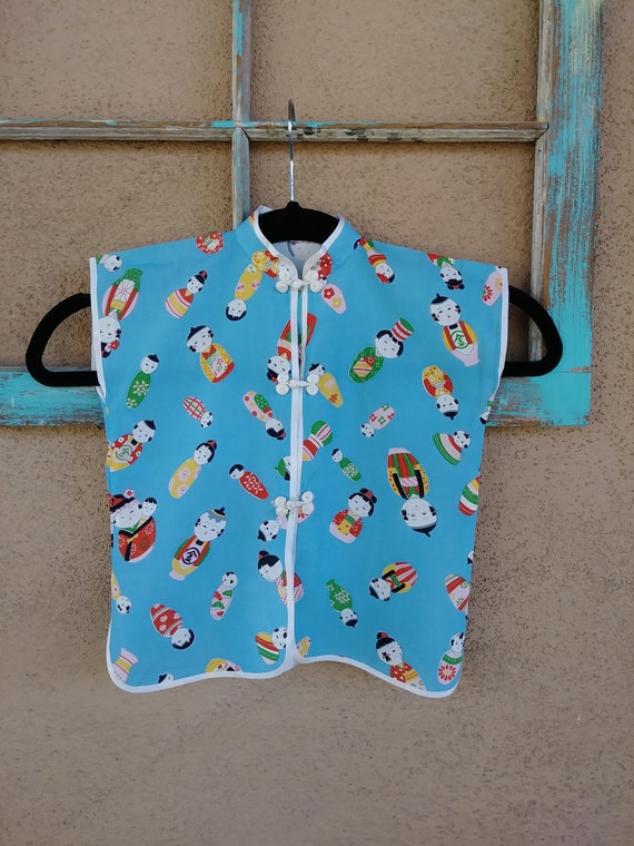 Vintage 1950s Baby Shirt Japanese Kokeshi Novelty