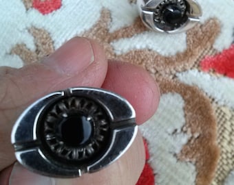 Vintage 1970s Silver Cuff Links Modernist