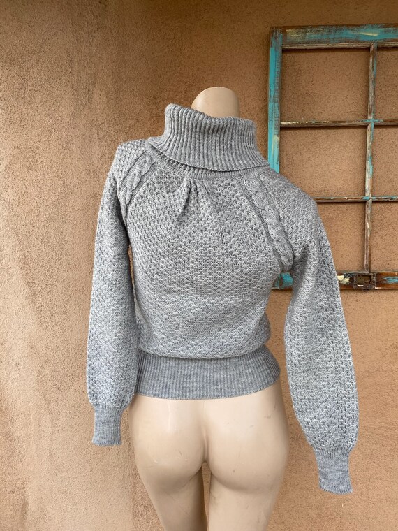 Vintage 1970s Gray Turtleneck Sweater Acrylic Sz … - image 6