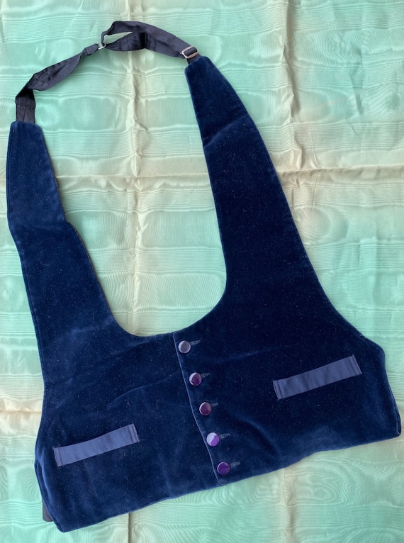 Vintage 1960s Formal Blue Velvet Vest Tuxedo Waist