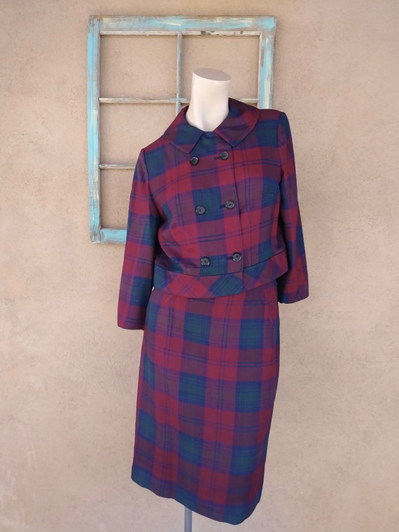 Vintage 1960s Wool Suit Shadow Plaid Sz S W24 | Etsy