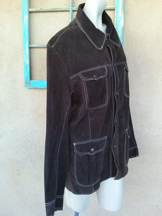 Vintage 1960s Mens Brown Suede Jacket 60s Rocker … - image 2