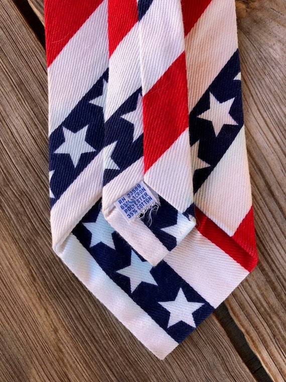 Vintage 1970s Wide Necktie Stars and Stripes Mod … - image 6