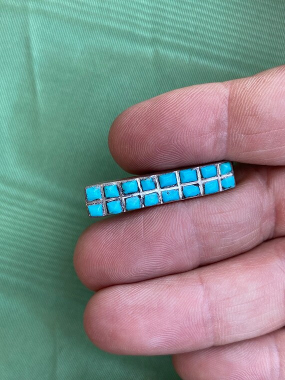 Vintage 1950s Turquoise Tie Bar Necktie Clip for … - image 3