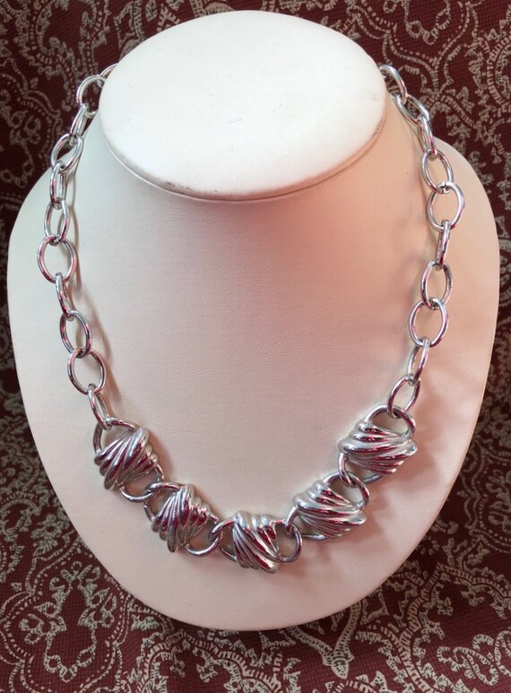 Vintage 1980s Chunky Silver Chain Necklace 20 inch - image 2