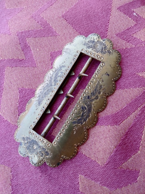 Vintage 1910s Sash Belt Buckle Edwardian Art Nouv… - image 2