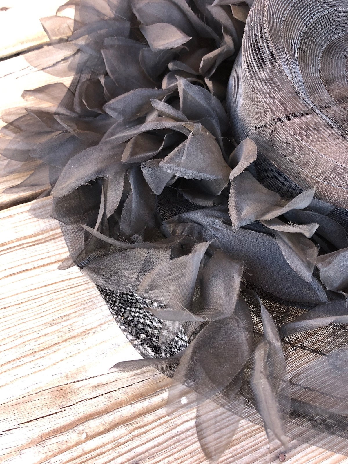 VTG 1960s Black Saucer Hat w Ruffled Brim OS 60s Saucer Hat - Etsy main image 4