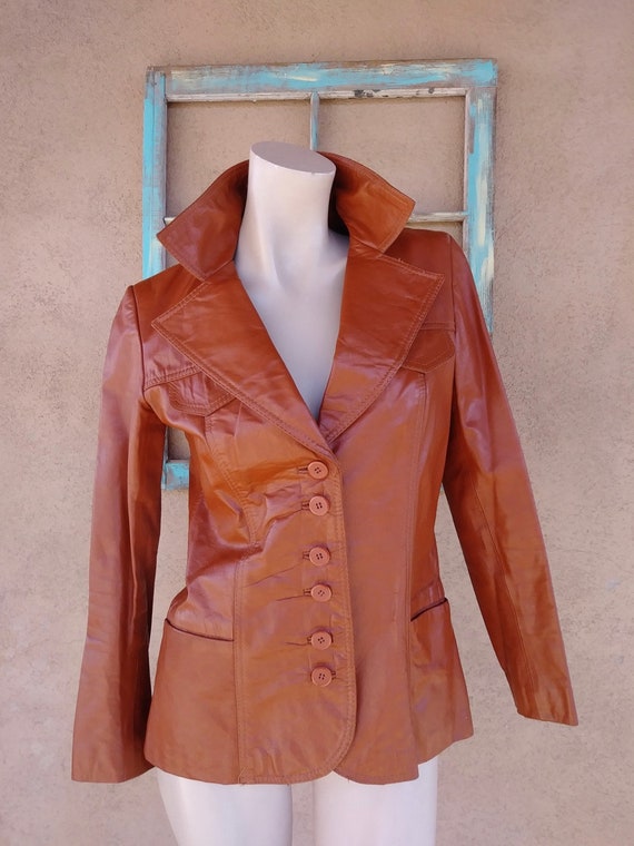 Vintage 1970s Brown Leather Leather Blazer Jacket