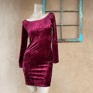 Vintage 1990s Crushed Velvet Mini Dress Cranberry Red Body Con Sz S - Etsy  Denmark