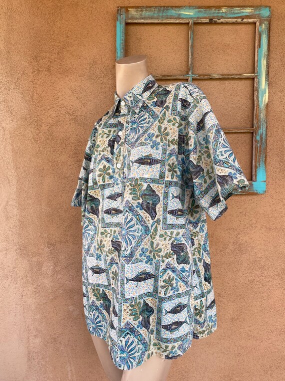 Vintage 1980s 1990s Mens Cotton Hawaiian Shirt Go… - image 4
