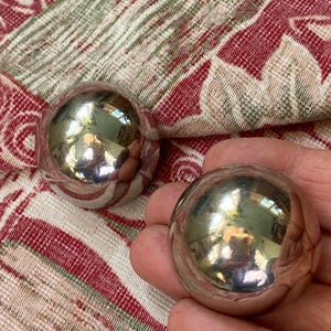 Vintage 1980s Oversized Silver Button Earrings Clip On