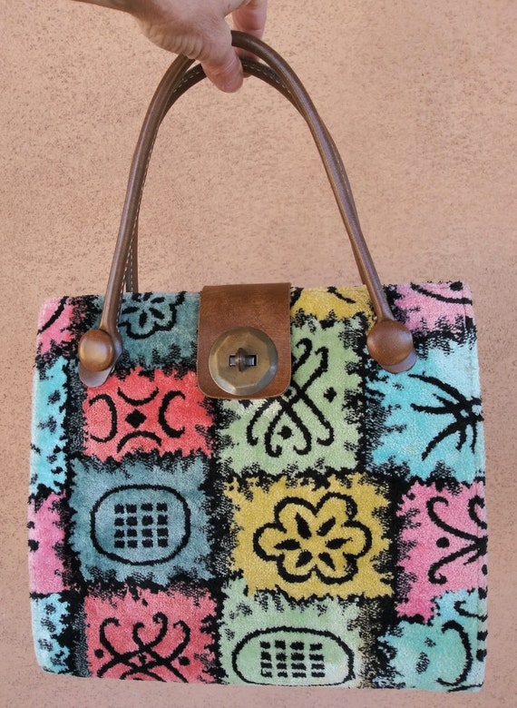 Vintage 1960s Big Carpet Bag Handbag Purse - image 2