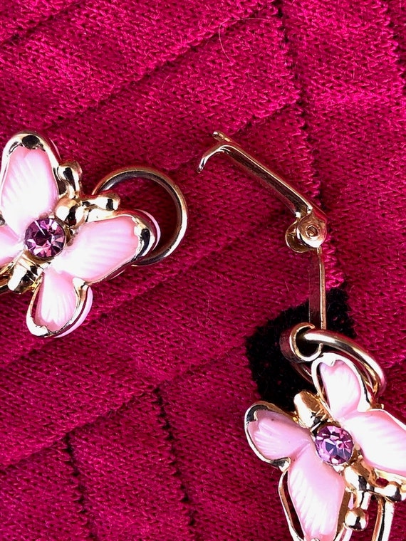 Vintage 1950s Pink Butterfly Necklace Bracelet Se… - image 6