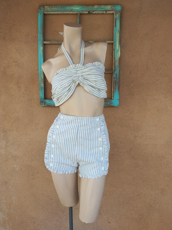 Vintage 1950s Catalina Playsuit Bikini Striped Sun