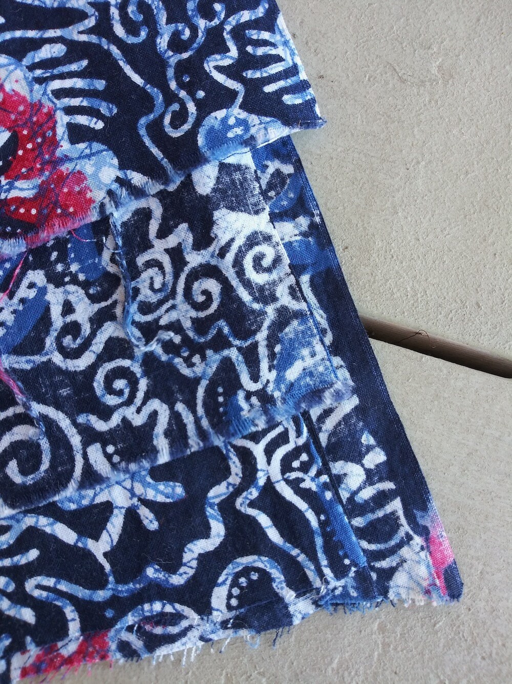 Vintage 1990s Cotton Batik Fabric Red White Blue 1.66 Yds | Etsy