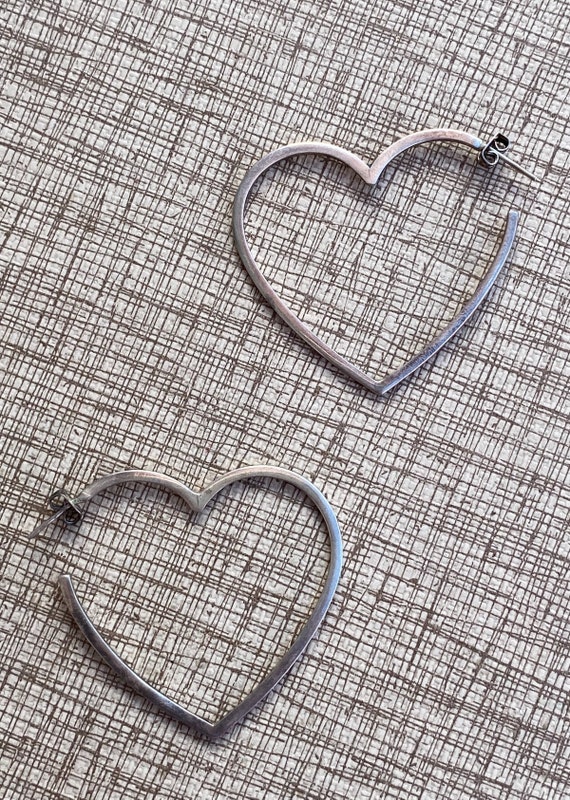 Vintage 1980s Heart Hoop Earrings Pierced