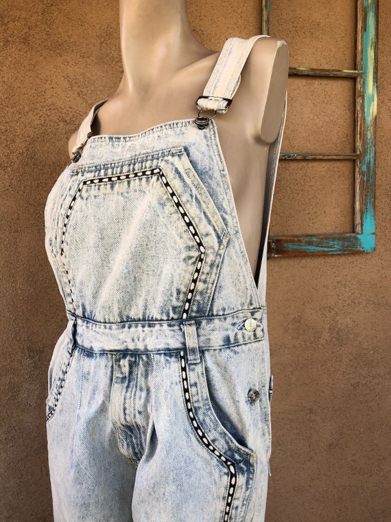 Vintage 1980s Acid Wash Overalls Sz M W32 - image 5