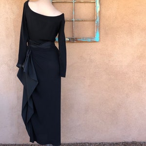 Vintage 1940s Black Crepe Formal Gown with Swag W26.5 Frank Starr image 6