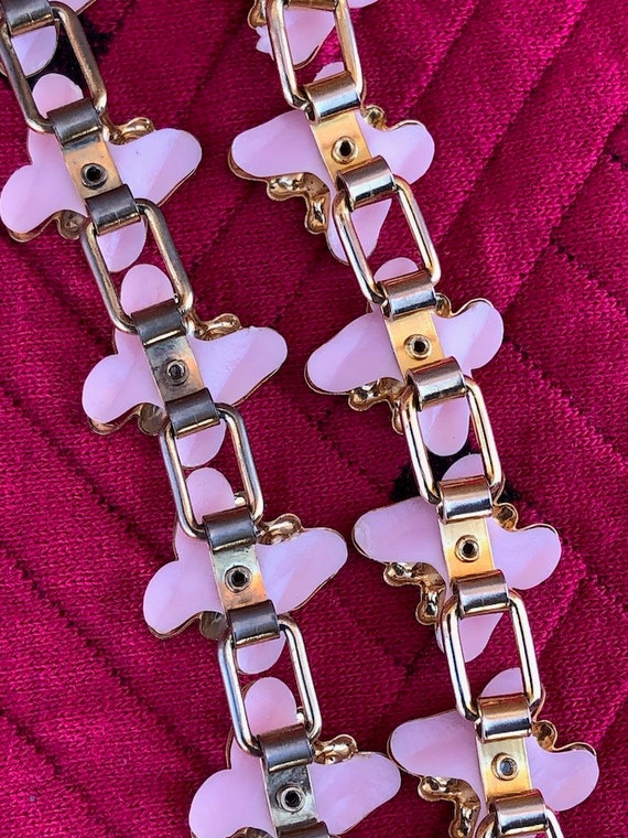 Vintage 1950s Pink Butterfly Necklace Bracelet Se… - image 8