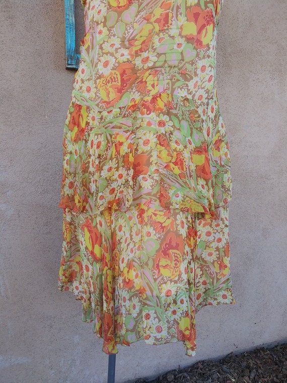 Vintage 1920s Silk Chiffon Tea Dress Floral 3 PC … - image 7