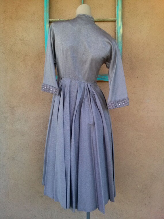 Vintage 1950s Lavender Taffeta Faille Dress B35 W… - image 5