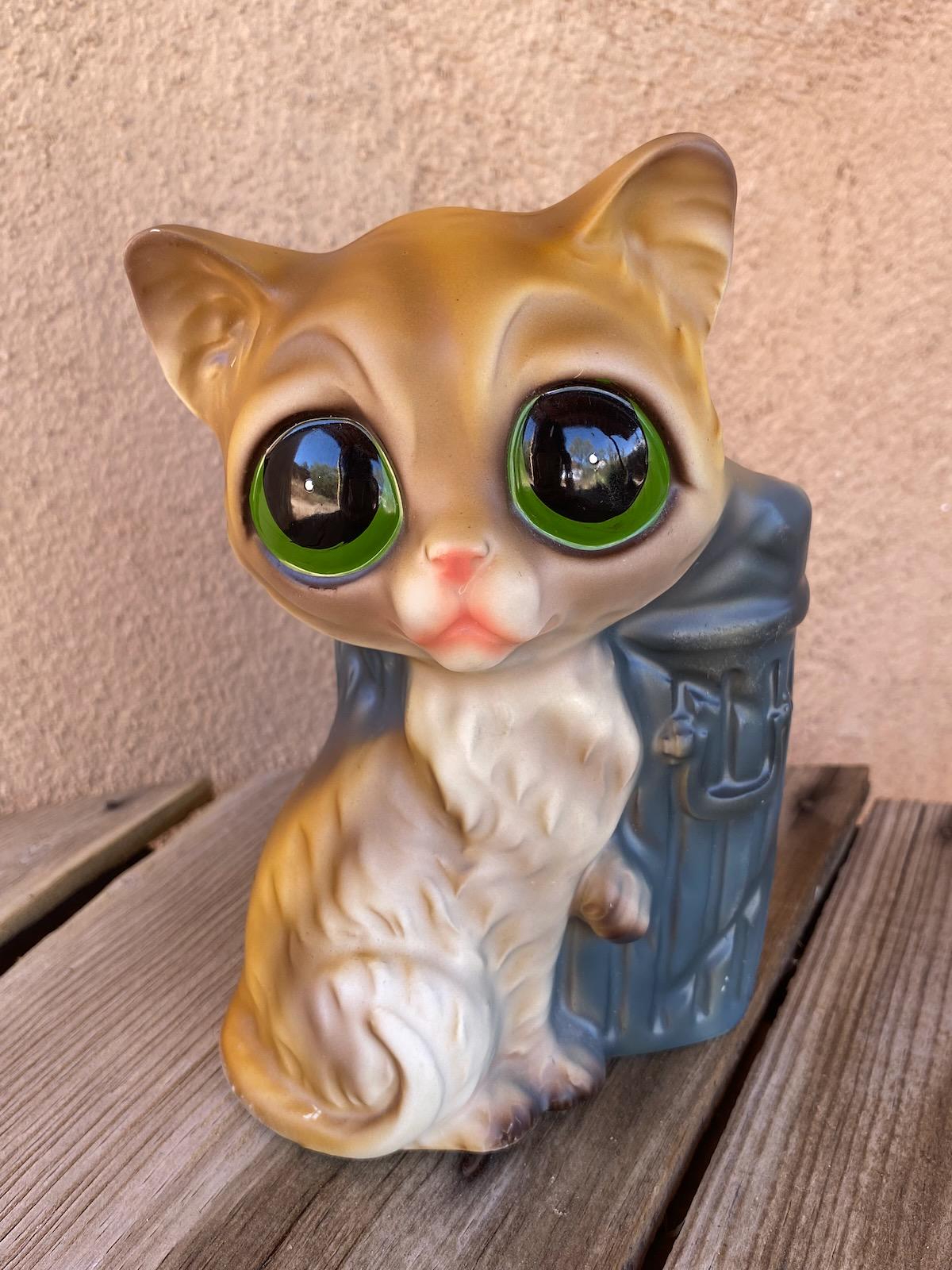 ビンテージ Enesco製 Big eye Cat 置物 陶器 猫 ねこ ビンテージ Enesco製 Big eye Cat 置物 陶器 猫 ねこ