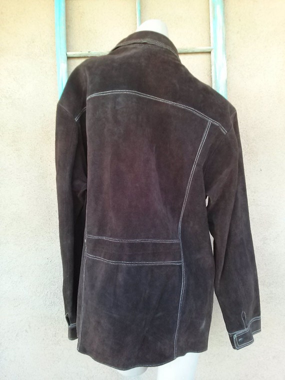 Vintage 1960s Mens Brown Suede Jacket 60s Rocker … - image 4