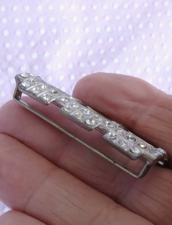 Vintage 1930s Rhinestone Sash Belt Buckle - image 8