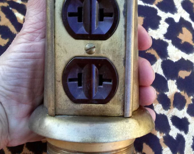 Vintage 1940s Electrical Outlet Floor Counter Top NE Brass Socket Plug ...