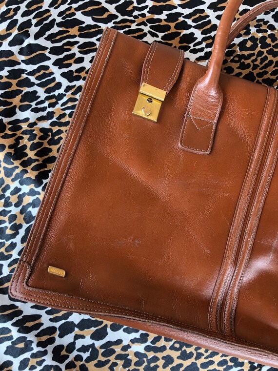 Vintage 1970s Leather Attache Briefcase Laptop Ca… - image 3
