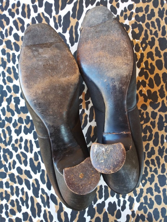 Vintage 1920s Black Satin Shoes Evening Pumps Hee… - image 7