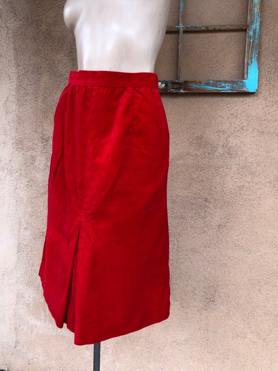 Vintage 1950s Red Velvet Skirt Sz S W 26