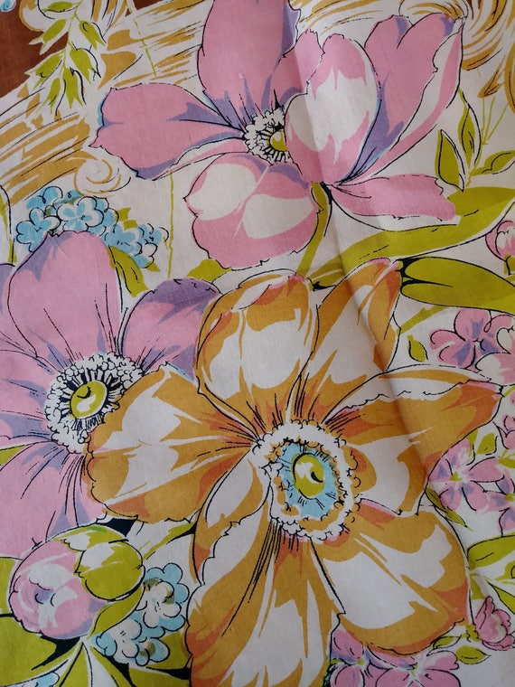 Vintage 1950s Silk Scarf Hibiscus Lily of the Val… - image 5