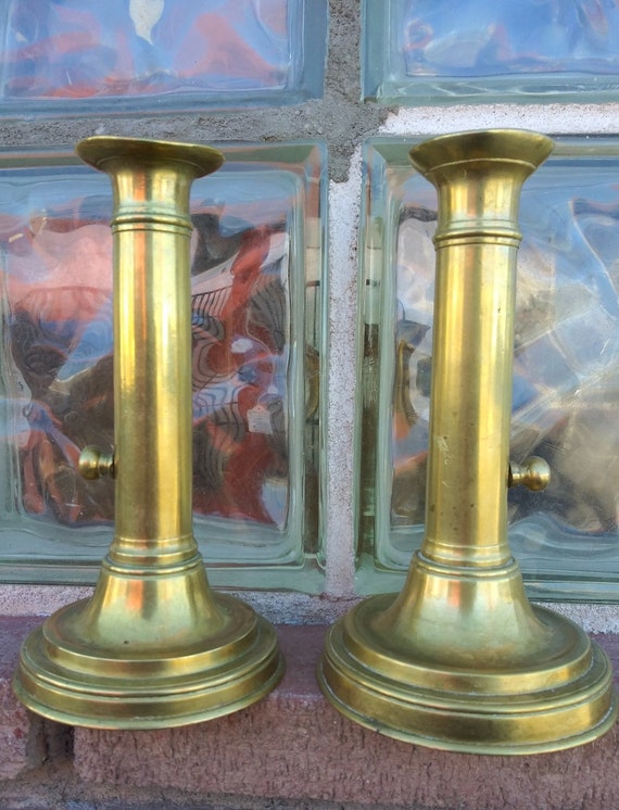 Vintage 1800s Brass Push up Candlesticks Candle Holder Pair -  Finland