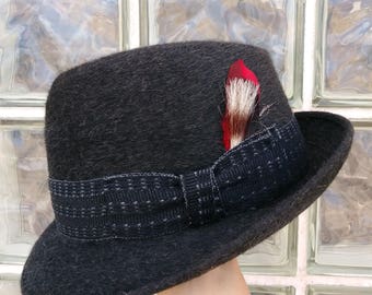 Vintage 1960s Mens Wool Fedora Hat Trilby Sz 7 Unisex