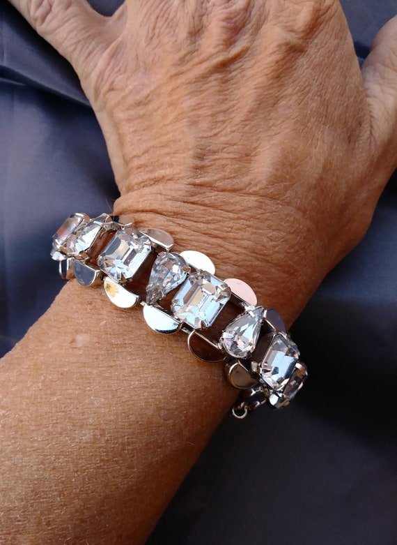 Vintage 1950s Clear Rhinestone Bracelet Kramer of 