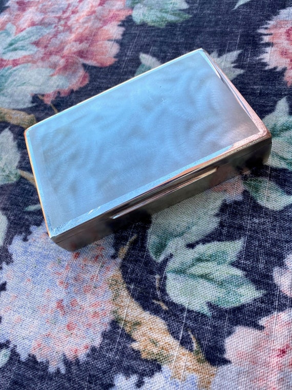 Vintage 1950s Wood Lined Silverplate Box Cigarett… - image 1