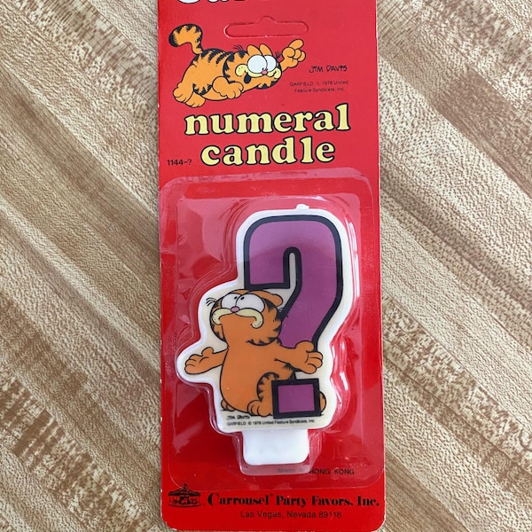 Vintage 1970s Garfield Numeral Candle Jim Davis Cartoonist