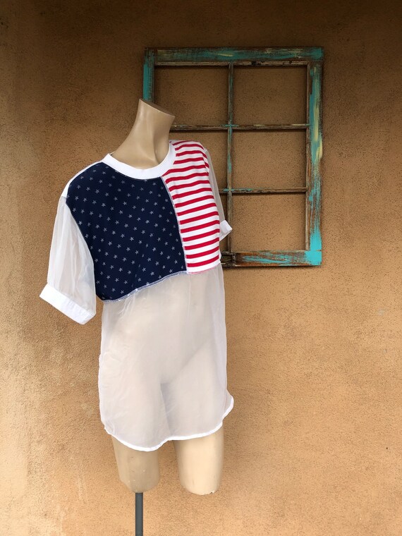 Vintage 1980s Patriotic Flag T Shirt Unisex OS - image 3