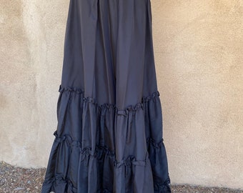 Vintage 1970s Black Taffeta Maxi Skirt Gunne Sax Sz M W28