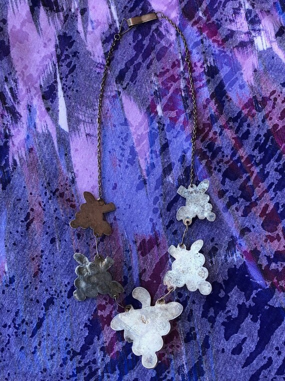 Vintage 1940s Silver Charm Necklace Grape Cluster… - image 6