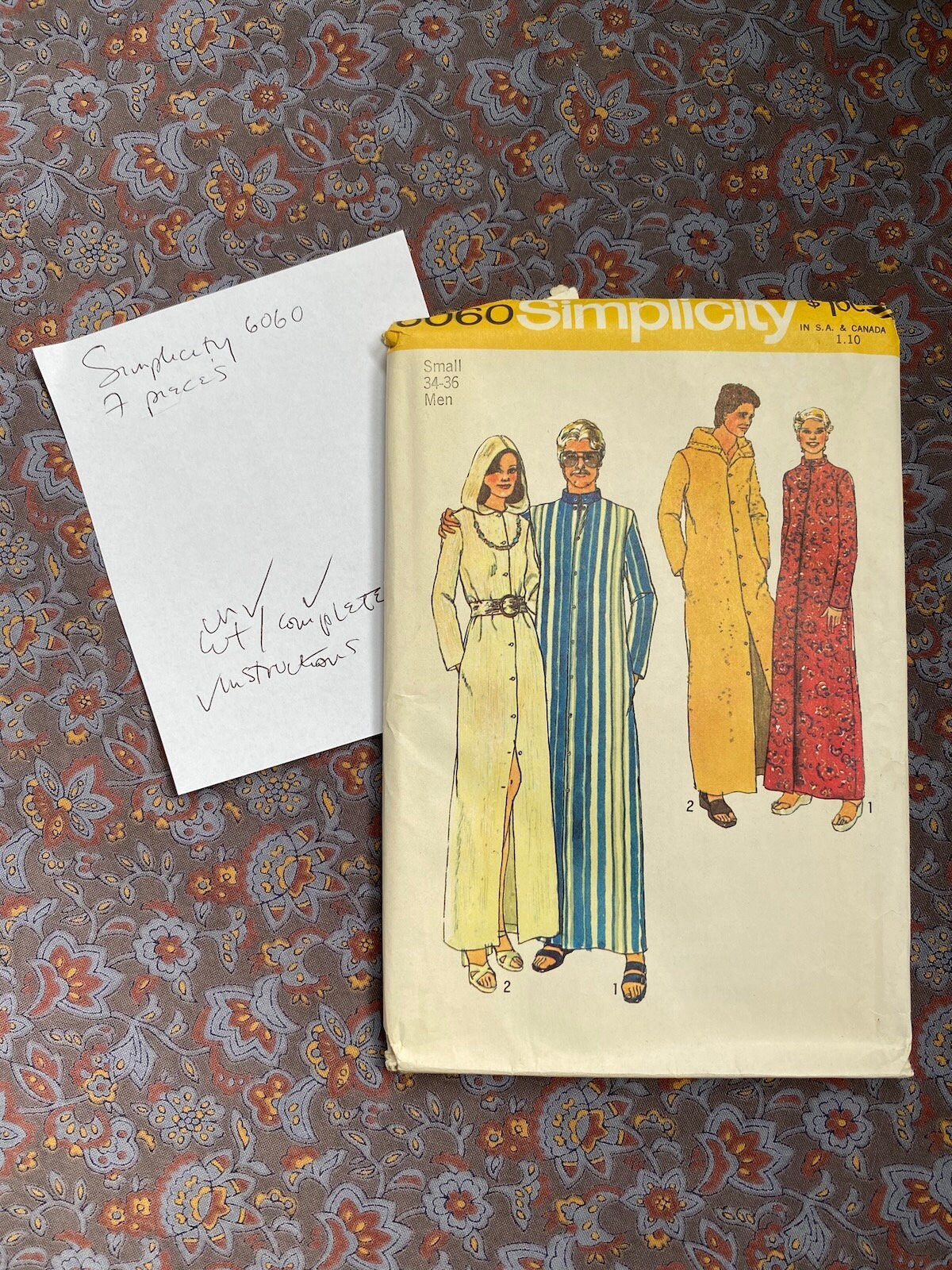 Vintage 1970s Hooded Beach Robe Caftan Pattern Simplicity 6060 Etsy