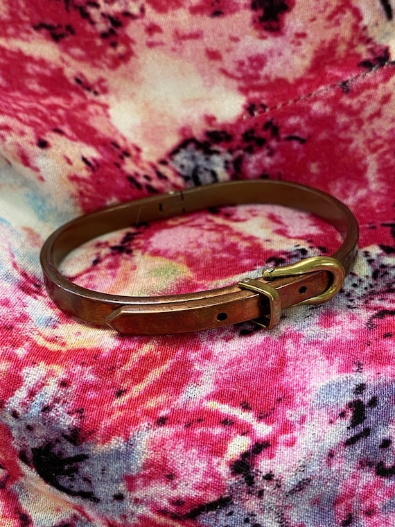 Vintage 1980s Copper Buckle Cuff Bracelet Mexican… - image 1