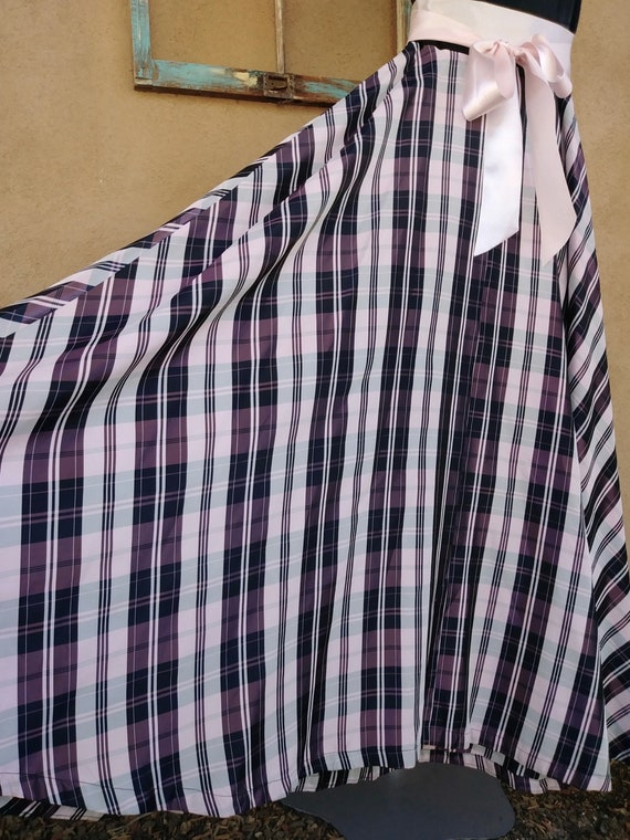Vintage 1940s Plaid Taffeta Evening Gown Halter D… - image 2