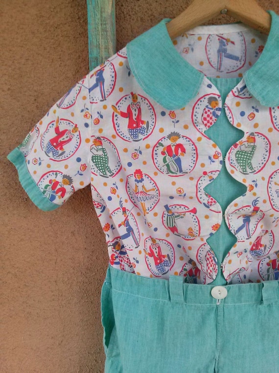 Vintage 1940s Baby Boy Romper Suit MCM Novelty Pri