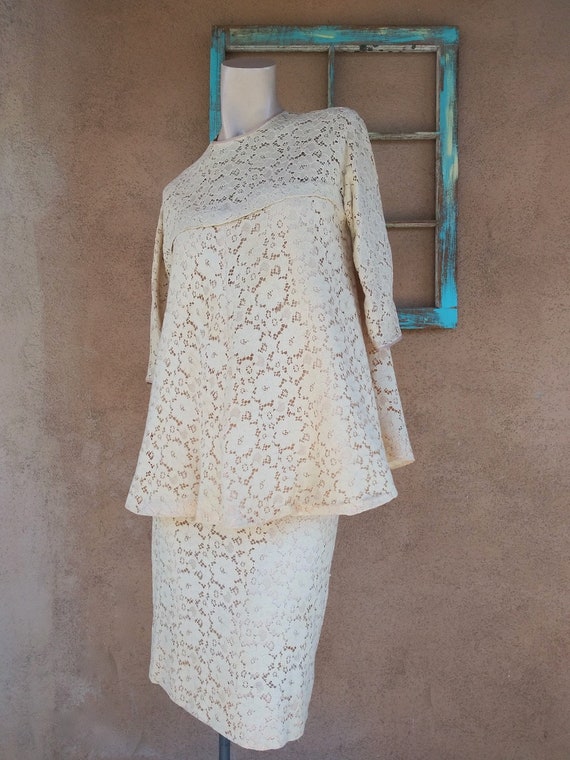 Vintage 1960s Maternity Dress Suit Lace Blouse Pen