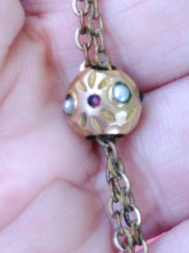 Vintage 1880s Victorian Watch Slide Lariat Necklace Gold Etsy